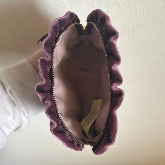 kate spade velvet cosmetic pouch in plum - Picture 3 of 3